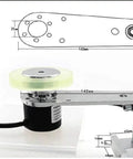 Pro Grade 200Mm Roller Rubber Wheel Rotary Encoder With 1000PPR Pulse Output And Line Driver A B Z For Lift Rail Systems DC 5V Solid 6mm Shaft Steel Mount Bracket With Spring Included, dimension view