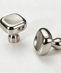 Dope Ultra Sleek Titanium Silver Square Mushroom Cabinet Knobs Set 1.07 Inch Rounded Zinc Alloy Polished Chrome