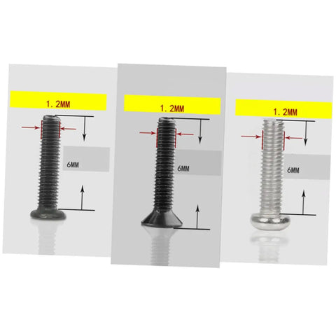 Small Screw Kit For Diyers And Pros Miniature Countersunk Flathead Screws In A Clear Storage Box Carbon Steel Perfect For Repairing Glasses Watches Electronics And More displayed with size measurements
