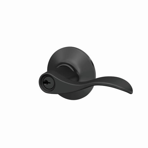 Accent Door Lever With Keyed Entry Lock In Matte Black Easy Install No Brainer Security For Front Or Back Doors