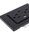 Dual Wall Outlet Box With Integrated Usb C Juice Ports Slick Slim Profile Solid Build 15 Amp Electrical Receptacle Panel Quick Charge Matte Black Finish top view