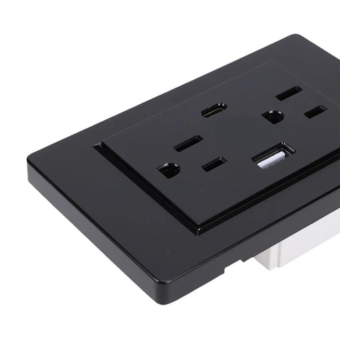 Dual Wall Outlet Box With Integrated Usb C Juice Ports Slick Slim Profile Solid Build 15 Amp Electrical Receptacle Panel Quick Charge Matte Black Finish top view
