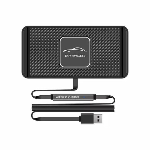 Road Ready Wireless Charging Pad With Quick Snap Fit Setup For Gmc Acadia And Hummer Ev Suv Center Console, features USB cable.