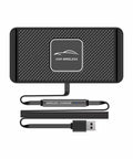 Top Shelf Dual Zone Qi Car Wireless Charging Pad Console Slot Mount For GMC Hummer EV Heavy Duty with USB and textured surface.
