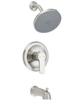 Convertible Satin Nickel Tub And Shower Faucet Combo With Single Handle Design 2.0 GPM Ceramic Cartridge Brass And Copper Waterways