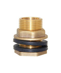 Solid Brass Water Tank Bulkhead Fitting Connector One Half Inch Female To Three Quarter Inch Male With Threaded Quick Connector And Embedded Gasket Plus Two Rubber Rings For Leakproof Garden Hose Thread Compatible And Tank Setup