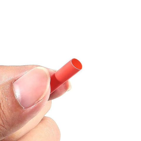 Close-up of small red tube from 127Pcs Heat Shrink Tubing Assortment In Black 2 To 1 Shrink Ratio 7 Sizes Waterproof Electrical Insulation Kit