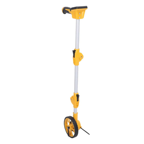WALFRONT Digital Measuring Wheel, Backlit Display, Metric Imperial in yellow and silver, lightweight with a smooth rolling wheel.