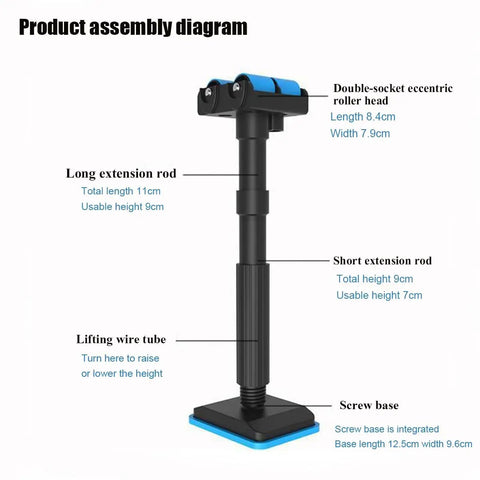 Product assembly diagram of Heavy Duty Furniture Lifters With Smooth Glide Rollers, Adjustable Height Brackets for easy setup.