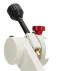 Close-up of 360 Degree Adjustable Altazimuth Telescope Mount Head with 3/8 Inch Thread, featuring black and red knobs.
