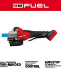 Heavy Duty Ripping Variable Speed Angle Grinder Featuring Brushless Powerhouse Motor With Serious Kickback Control And Pro Grade 9000 Rpm Output For No Sweat Grind Tasks As Bare Tool, side view, red and gray design.