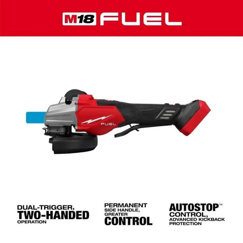 Heavy Duty Ripping Variable Speed Angle Grinder Featuring Brushless Powerhouse Motor With Serious Kickback Control And Pro Grade 9000 Rpm Output For No Sweat Grind Tasks As Bare Tool, side view, red and gray design.