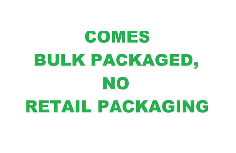 Text stating 'comes bulk packaged, no retail packaging' for USB Lithium Clamp Fan Kit With Two Ah Battery And Charging Cable FVF51K.