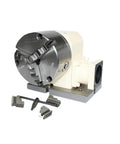 Built Tough Cnc Fourth Axis Rotary Dividing Head With Seven Fifty Watt Ac Servo Motor And K11 Chuck for precise milling setup.