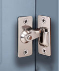 Door Hasp Latch 90 Degree Stainless Steel Safety Angle Locking Latch for Push Sliding Barn Doors Satin Nickel Finish installed on door