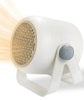 Compact Ceramic Heater With Fast 1000W Heating And Fan Modes, Mini Personal Space Heater, White, angled front view