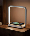 Bedside Lamp With Qi Wireless Charger And 3 Step Dimmable Touch Control A13 Table Lamp on nightstand in bedroom