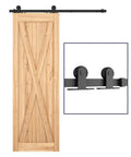 5 Ft Top Mount Sliding Barn Door Hardware Kit for 26 to 30 Inch Doors, wooden door with black rail, heavy duty T shape hanger system