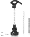 Amazon electric-steer trolling motor stabilizer mount with low-profile base, adjustable aluminum rod, front view, screws.