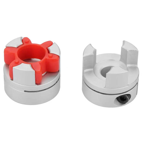 Built Like A Tank Heavy Duty Flexible Shaft Coupler Rock Solid Jaw Coupler for Compressors Pumps and Hydraulics, showcasing red and silver design.
