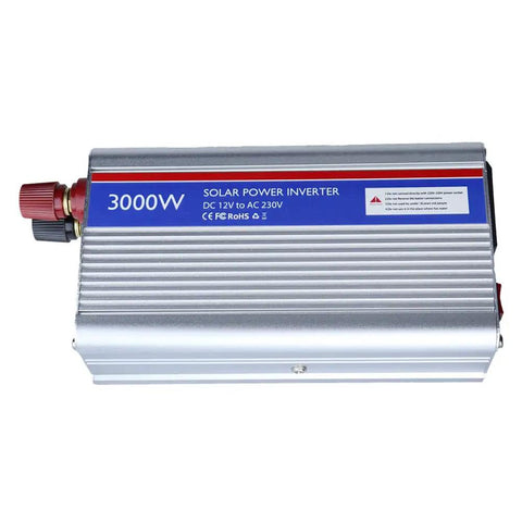 Heavy Duty Car Power Inverter With Fast Usb Charging Port Dc To Ac Converter Straight Fire Performance Plug And Play Install Keep All Your Gadgets Juiced Up While You Cruise Around Silver Edition, 3000W inverter with red and blue label.