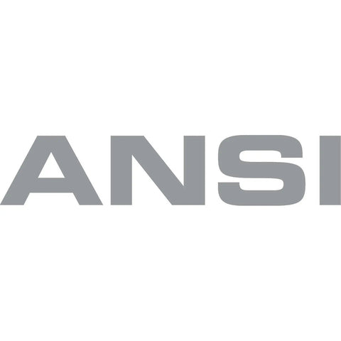ANSI logo featured on Beefy Socket And Ratchet Tool Set With Extensions And Deep And Shallow Sockets Organizer Tray 54 Piece Three Eighths Inch Pro Tech Series Chrome Vanadium Steel Drop Forged Mirror Finish ANSI Standard packaging