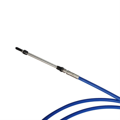 Close-up of Two Pack 12 Foot Marine Throttle And Shift Control Cables For Outboard Engine Control Box 3300 33C Compatible Blue Boat Lever Replacement
