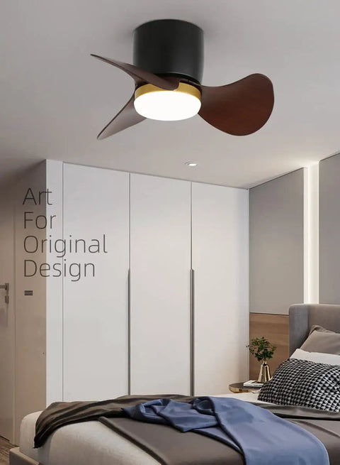 Room with Remote Control Ceiling Fan With Lights Dope Reversible 22 Inch Modern Fan and wood grain ABS blades
