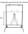 Adjustable Archery Target Stand For Bag Targets And Foam Blocks With Four Hanging Points showing 28-inch adjustable range.