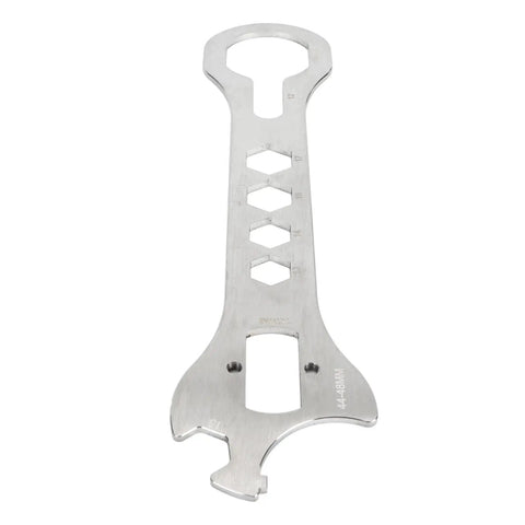 Stainless Steel Bottom Bracket Wrench For Bikes Multifunctional BB Removal And Installation Tool with hex cutouts shown top-down.