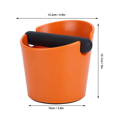 Orange ABS Coffee Knock Box 2.5L Open Top With Non Slip Base Lightweight For Home Cafe Barista Grade Espresso Gear