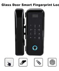 Glass door smart fingerprint lock with keypad, part of Keyless Entry Door Lock With Keypad And Fingerprint system.
