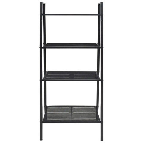 Industrial 4 Tier Metal Ladder Shelf For Books And Plants, Ladder Style Display Rack, Space Saving Shelf, Black Finish