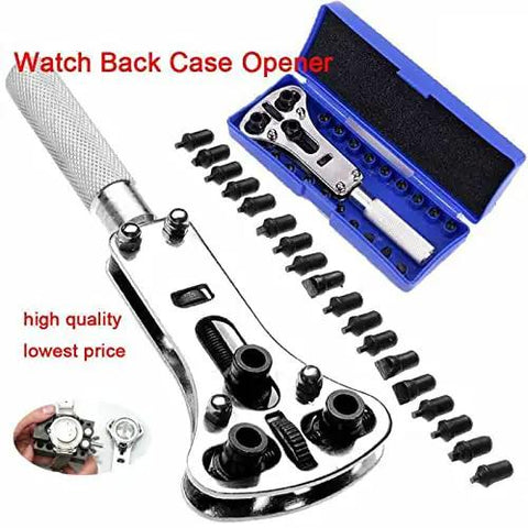 Pro Grade Watch Repair Kit With 3 Point Wrench Case Back Opener Adjustable Back Case Tool Battery Replacement And Movement Holder Heavy Duty