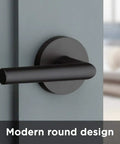 Milan Door Handle Lever In Iron Black Modern Contemporary Slim Round Interior Door Hardware For Hallway Or Closet Passage