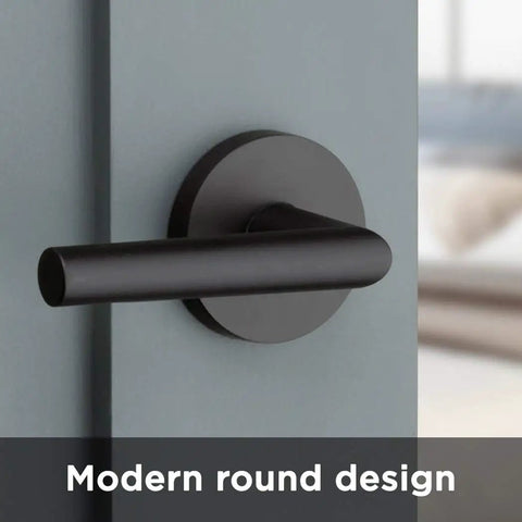Milan Door Handle Lever In Iron Black Modern Contemporary Slim Round Interior Door Hardware For Hallway Or Closet Passage