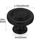 Matte Black Large Cabinet Knobs 4 Pack Heavy Duty Zinc Alloy Drawer Handles For Kitchen Cupboards Closets And Dressers Real Talk Smooth Build That Looks Fresh, 1.72in diameter, 1.36in tall.