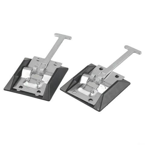 Heavy Duty Caravan Door Retaining Latch with Stainless Steel Spring Hook and Catch Plate, silver and black finish