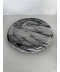 11.75 Inch Marble Lazy Susan Turntable With Vintage Gray Stone Finish, Smooth 360 Degree Rotation, shown on flat surface