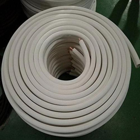 Insulated copper coil line, 1/4" copper with 1/2" white insulation, 25 ft long