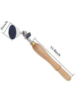 Beast Bowl Sander Kit For Woodworking With 2 Inch Hook And Loop Pad 11.8 Inch Hardwood Handle, angled view with measurements