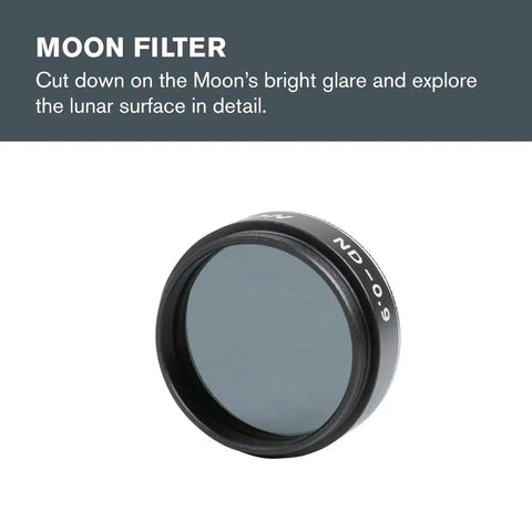 Moon filter in All-In-One Telescope Accessory Kit With Five 1.25-Inch Plossl Eyepieces, 2x Barlow Lens, And Filter Set.