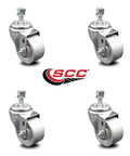 Beefy Heavy Duty Swivel Caster Set Of 4 With 3 Inch Wheel And Half Inch Threaded Stem Semi Steel Cast Iron Construction Silver Wheels
