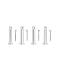 Four Pack M6 X 30mm Single Hole Clevis Pins 304 Stainless Steel Flat Head Cylindrical Pins With Head Positioning For Mechanical Linkage Beefy Heavy Duty Fixings And Ship Rigging, front view