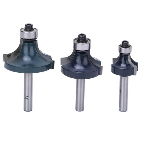 Hot New 3 Piece 1/4 Inch Shank Carbide Router Bit Set With Bearing Guide for smooth chamfering and profiling on MDF plywood.