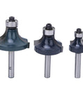 Top Quality 3pcs Round Over Router Bit Set for Woodworking Pros with High Hardness Carbide Tips, 1/4 Inch Shank Cutting Tools for MDF and Cabinets.
