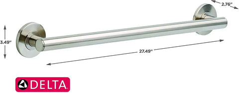 Concealed Mount 24 Inch Stainless Steel Grab Bar For Shower And Toilet, Heavy Duty Bathroom Safety Rail Supports Up To 450 Lbs, Zinc Posts, ADA Weight Requirements Exceeded