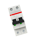 Two-Pole 40A C Curve Circuit Breaker For 230 400 VAC DIN Rail Mount Heavy-Duty Overcurrent And Short-Circuit Protection For Industrial Automation Panels front view