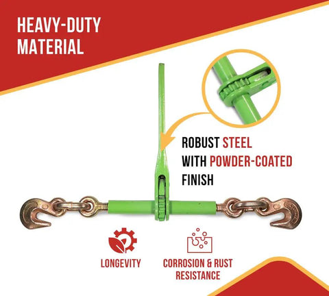 Towline Tough 8 Pack Hi Vis Green Ratchet Chain Binders With Grab Hooks For Daily Flatbed Haulin And Truck Trailer Tie Downs Bringing Easy Nine Two Zero Lb Grunt Work