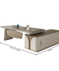 Ultimate Sit Stand Desk Boss Level Workstation Smooth Motorized Lift Rock Solid Build Water Based Eco Finish stylish desk with rounded edges and storage.
